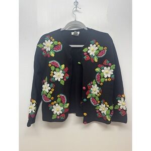 Talbots size‎ PP petite Size 2 cardigan sweater Vintage fruit flower design #46